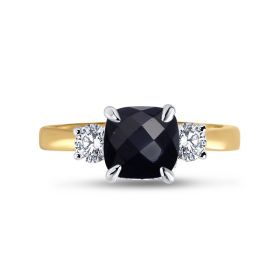 Black Diamond Halo Engagement Ring Top View