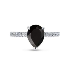 Fancy Yellow Pear Shaped Micro Setting Diamond Engagement Ring Top View