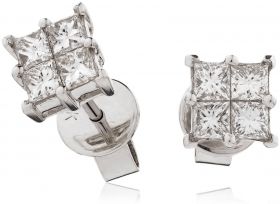 Princess Cuts Diamond Earrings Studs