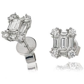 18kt White Gold Round Halo 0.30ct Total Diamond Earring Studs