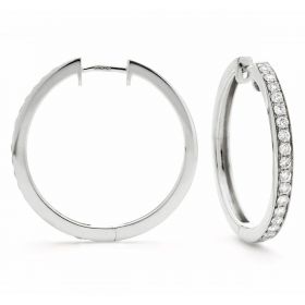 Grain Set Diamond Hoops Earrings