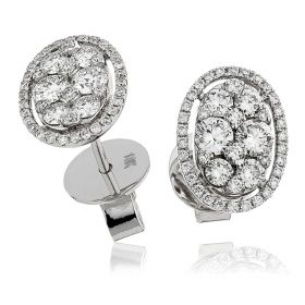 18kt White Gold Round Halo 0.30ct Total Diamond Earring Studs