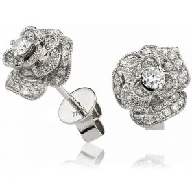 18kt White Gold Round Halo 0.30ct Total Diamond Earring Studs