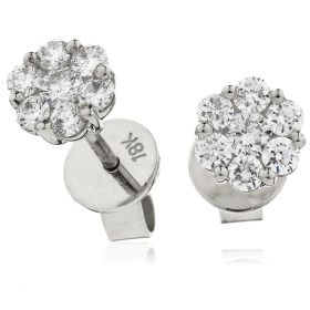 18kt White Gold Round Halo 0.30ct Total Diamond Earring Studs