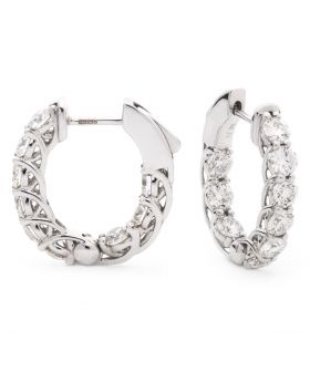 Round Claw Set Hoops Diamond Earrings