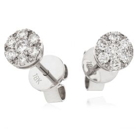 18kt White Gold Round Halo 0.30ct Total Diamond Earring Studs