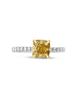 Cushion Cut Micro Setting Diamond Engagement Ring Top View