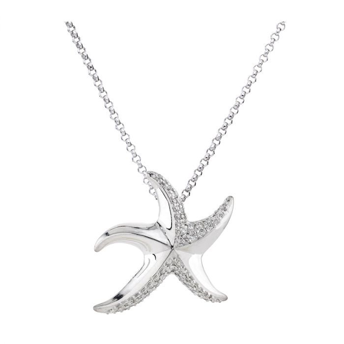 18k Diamond Starfish Pendant