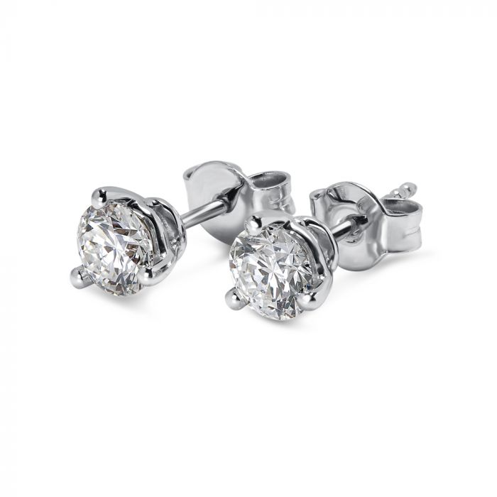 18k White Gold Three Claw 0.50ct Total Diamond Earring Studs