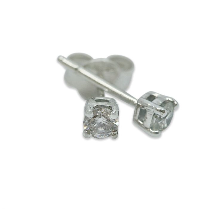 18k White Gold Four Claw 0.15ct Total Diamond Earring Studs