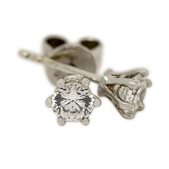 18k White Gold Six Claw 0.70ct Total Diamond Earring Studs