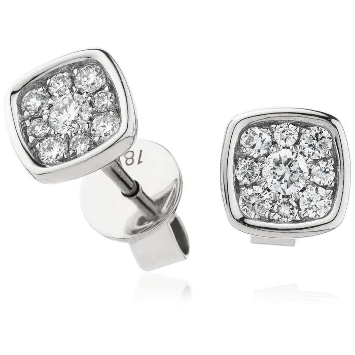 Cushion Set Diamond Earring Studs