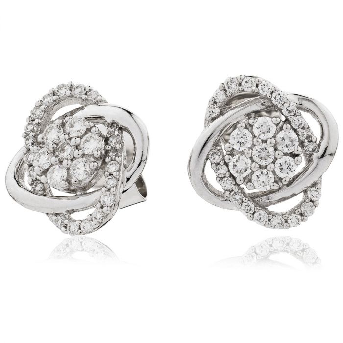 Swirl Cuts Diamond Earrings Studs