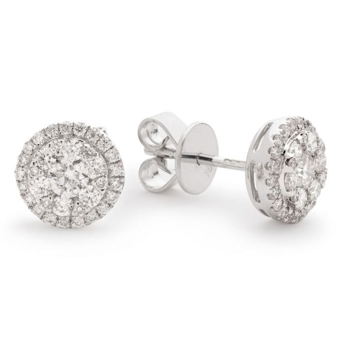 Halo Pave Set Diamond Earring Studs