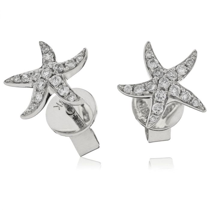 Star Fish Shape Diamond Earrings Studs