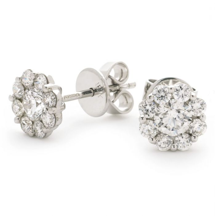 Flower Small Pave Set Diamond Earring Studs