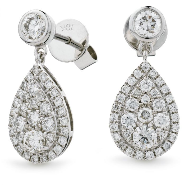 Pave Pear Diamond Drops Earring Studs