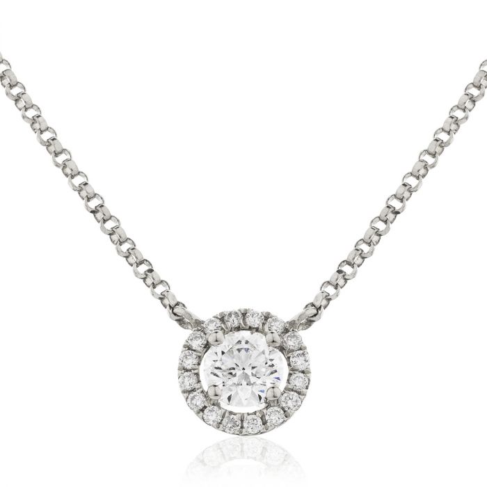 Fixed Single Halo Diamond Pendant