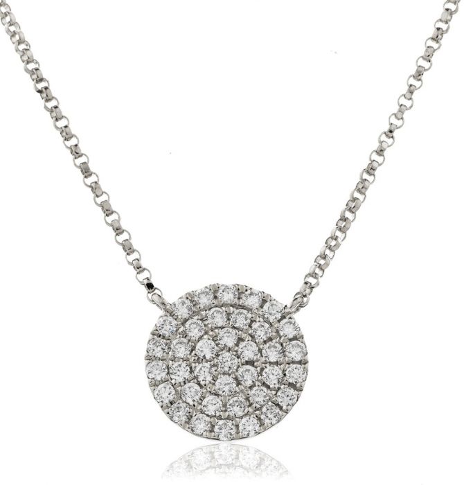Pave Round Disk Diamond Necklace
