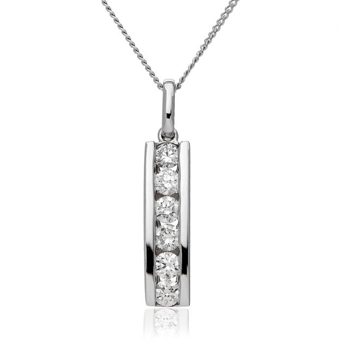 Bar Set 6 Stone Drop Diamond Pendant