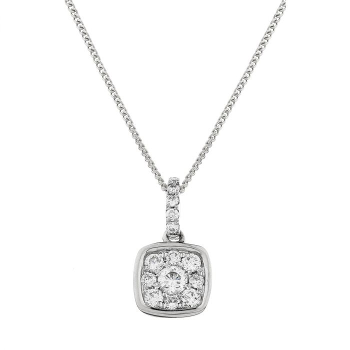 Cushion Shape Pave Diamond Necklace