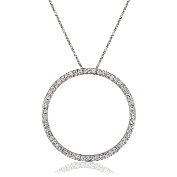 Circle 1ct Grain Set Round Diamond Necklace