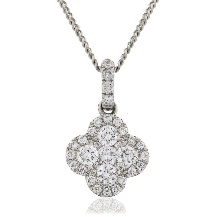Clover Pave Diamond Necklace