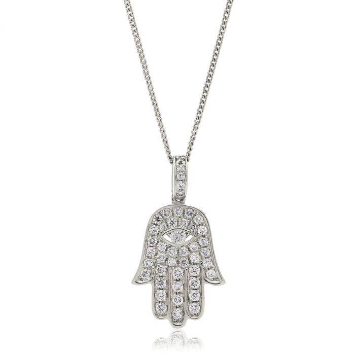 Pave Diamond Setting Hamsa Necklace 