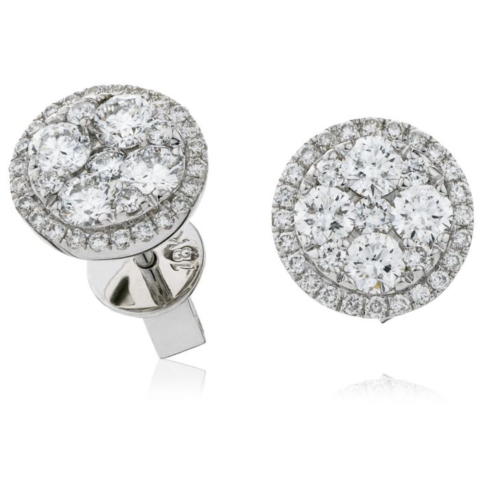 Closed Halo Pave Set Diamond Earring Studs