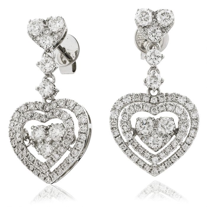 Heart Shape Moveable Diamond Drop Earrings
