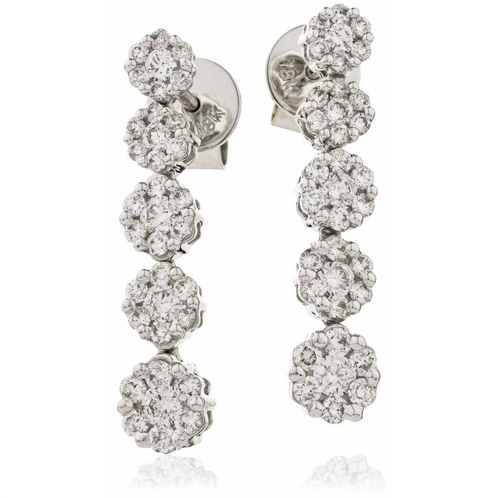 5 Round Shape Pave Diamond Drop Earring