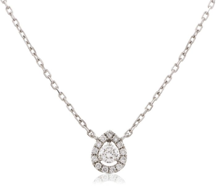 Pear Halo Diamond Pendant