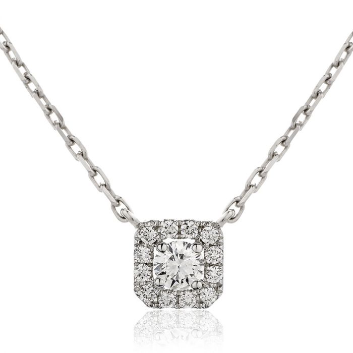 Square Halo Diamond Pendant