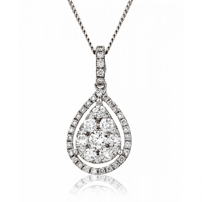 Pear Shaped Open Halo Pave Diamond Pendant