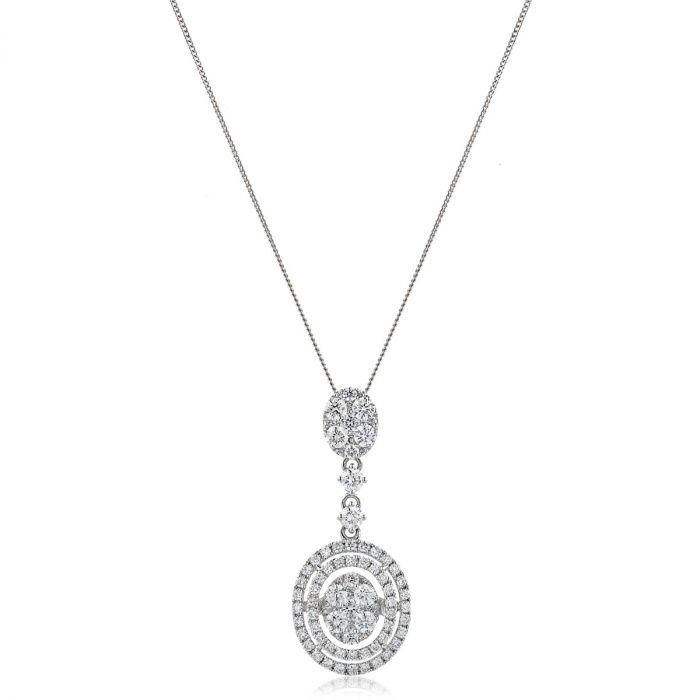 Drop Double Oval Halo Diamond Pendant