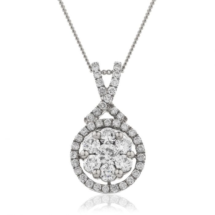 Cross Over Halo Pave Diamond Pendant