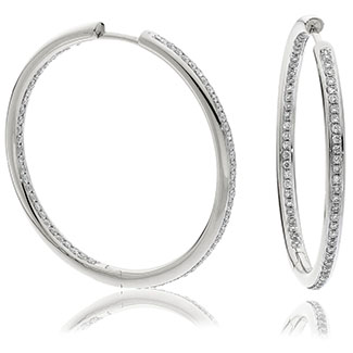 Channel Set Diamond Hoop Earrings