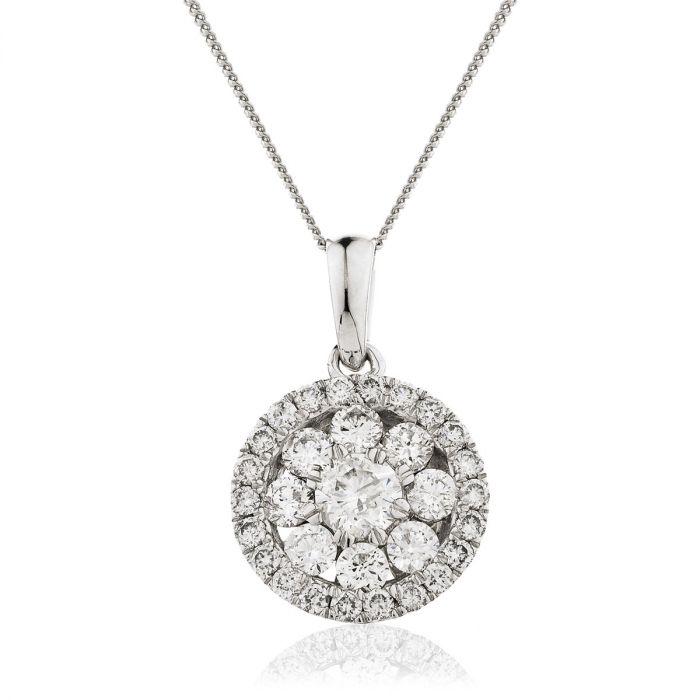 Halo Pave Set Diamond Necklace