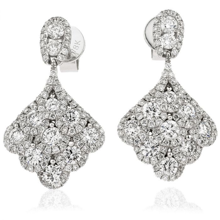 White Peacock Drops Diamond Drop Earring