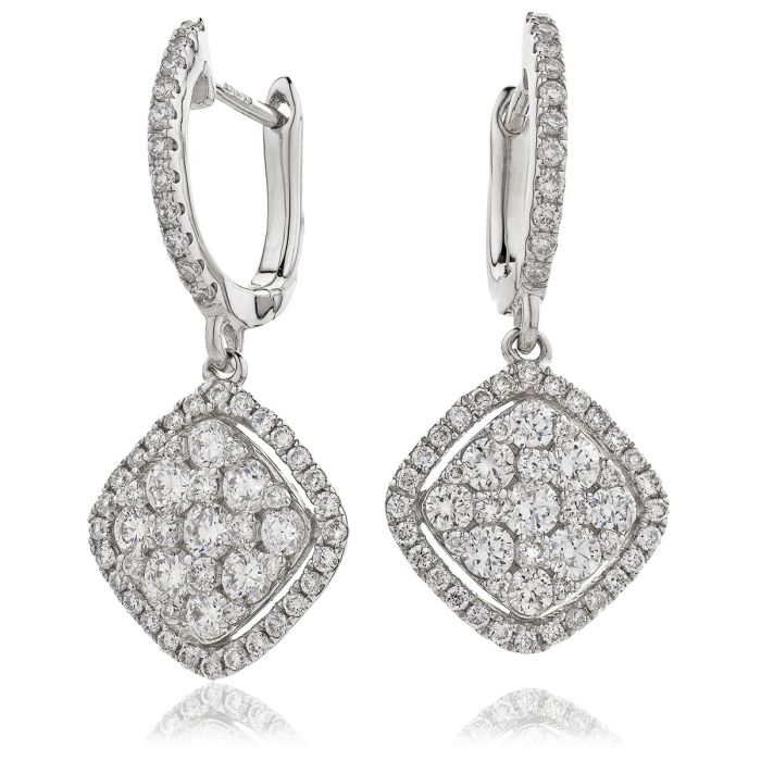 New Pave Drop Hoops Diamond Drops Earrings