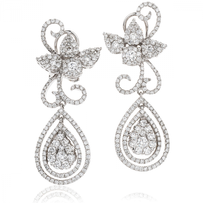 Fancy Design Set Diamond Drop Earring