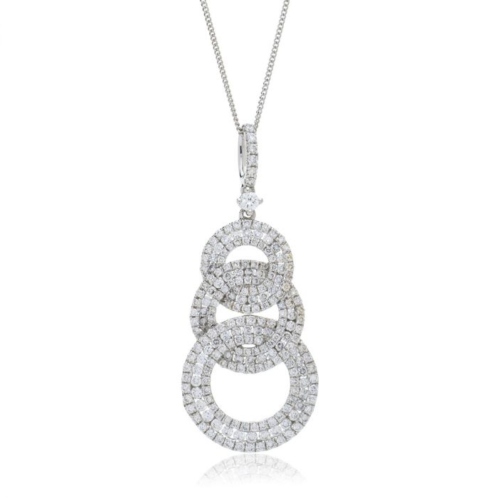Triple Circle Drop Diamond Pendant