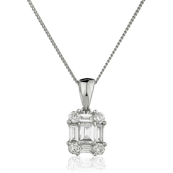 Round Baguette Cuts Diamond Pendant