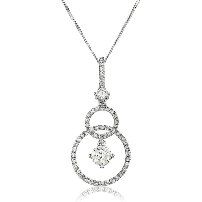 Open Circle Drop Diamond Pendant