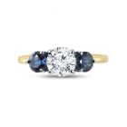 Pear Cut With Pair of Pear Shape Side Stones Diamond Engagement Ring Top View