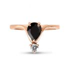 Rose gold round and pear shapes diamond ring top view