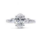 Oval Cut Side Trilliant Diamond Engagement Ring Side View