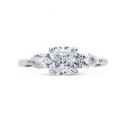 Cushion Cut Trilogy Pear Side Stones Diamond Engagement Ring