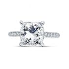Big Princess Shape Under Halo Diamond Engagement Ring