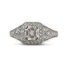 Asscher Cut Art Deco Lab Grown Diamond Engagement Ring